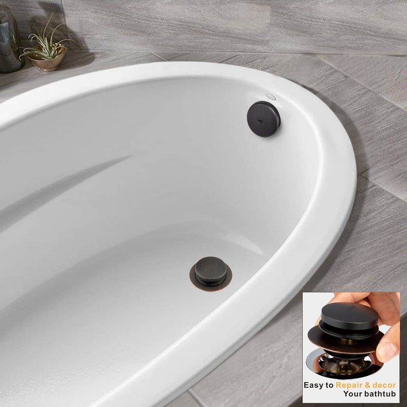 Artiwell Bronze Universal Tub Drain Tip Toe Tub Conversion Kit Assembly, Artiwell EZ Installation Bathtub Drain Replacement Trim Kit with 1-Hole Overflow Face Plate and Pop-Up Tub stopper,OIL RUBBED BRONZE - Image 3